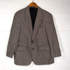 Vtg Chaps Ralph Lauren Wool Blazer 42S Houndstooth Sport Coat Made in Canada